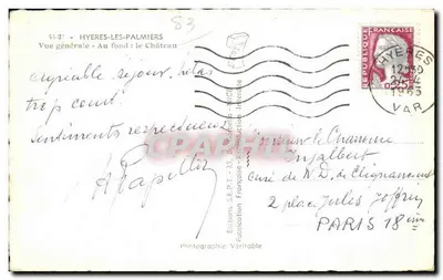 Hyères-les-Palmiers — Vista geral — No fundo: o Castelo — Edições S.E.P.T. - 35 — Verso