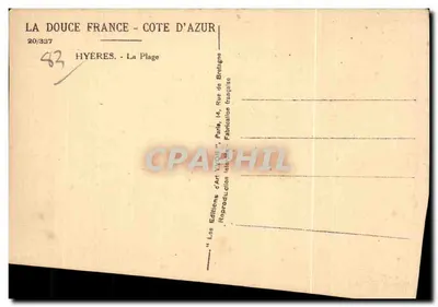 Hyères — Plaża — Côte d'Azur — Éditions d'Art YVON — Rewers