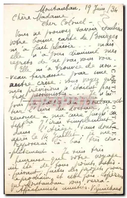 Montauban — Vista en perspectiva del curso Foucault, en el fondo el Monumento a los Caídos (1914-18) — Reverso