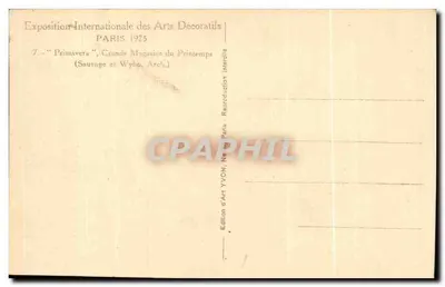International Exhibition of Decorative Arts — 'Primavera', Grands Magasins du Printemps — Edition YVON — Back