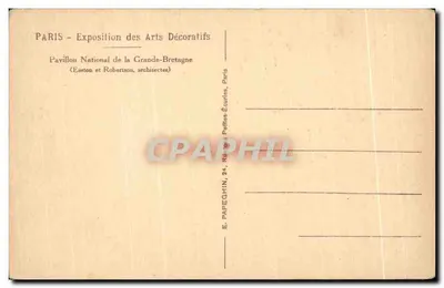 Pavillon National de la Grande-Bretagne — Exposition des Arts Décoratifs — Easton et Robertison, architectes — Verso