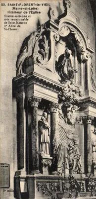 Saint-Florent-le-Vieil (Maine-et-Loire) — Intérieur de l'église, statue ancienne de Saint Mauron, 2e abbé — F. Chapeau, Impr. Chapeau, Saintes