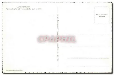 Luxembourg — Most Adolphe i częściowy widok na miasto — Wyrobowane w Szwajcarii — Rewers
