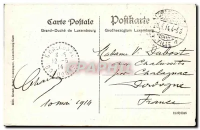 Bilhete postal antigo Luxemburgo Ponte Adolphe e Passarela — Verso