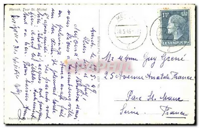 Mersch, Torre de São Miguel — reprodução integral — série n° 457 — Verso