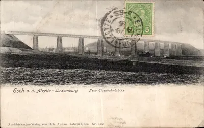 Esch a.d. Alzette - Luxemburgo — Nova ponte ferroviária — Ansichtskarten-Verlag von Hch. Ambos, Zabern i/Els. Nr. 3458