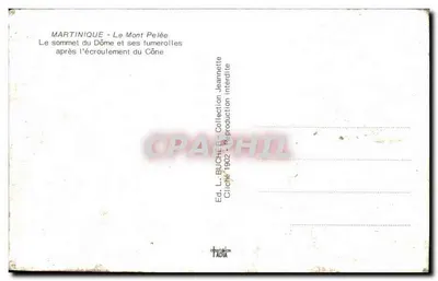 Martinique - Wzgórze Pelée — Wierzchołek Doma i jego fumarole po zburzeniu Stożka — Wyd. L. BUCHER, 1902 — Rewers