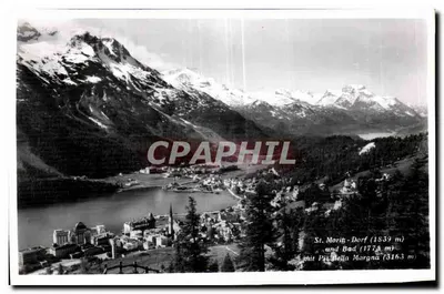 St. Moritz - Dorf e Bad — vista panorâmica com Piz Bella Margna — Fotógrafo Walther & Kylago