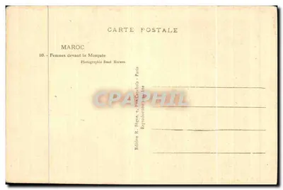 Mulheres diante da Mesquita — Marrocos — Edição R. Béreau, Paris — Verso