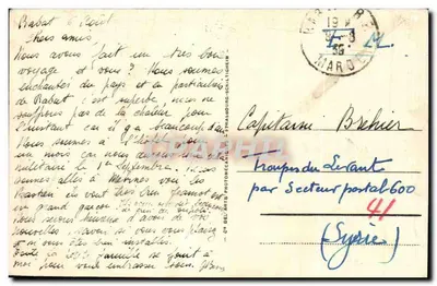 Rabat — Perspektywa alei Dar-el-Maghzen — Stara pocztówka n°108, wydawca ARAB — Rewers