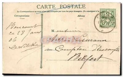 Bilhete postal antigo Igreja e Castelo de Thun visto da Aare — Verso