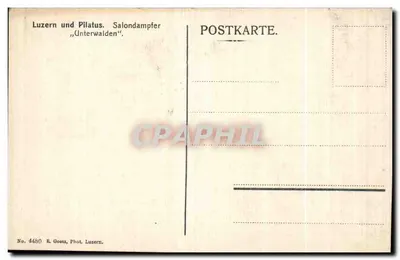 Lucerna e Pilatus — vista do lago com o vapor « Unterwilden » — E. Goetz, Fot. Lucerna, n° 4450 — Verso