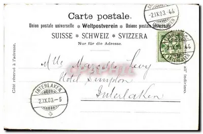 Widok zasnieżonych gór Berner Oberland — Wengen — wydawca Verling Paul Gersisch, nr 228 — Rewers