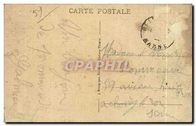 Bilhete postal antigo Fismes (Marne) As Escolas — Verso