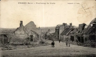 Fismes (Marne) — Faubourg de Vesle — Ruínas após guerra