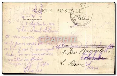 Bilhete postal antigo Montmirail Place Frerot Enfants — Verso