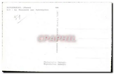 Monument aos Saint-Cyriens — Montmirail (Marne) — editor CIM — Verso