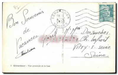 Gérardmer — Ogólny widok i jezioro — wydawca Gérardmer, n°5 — Rewers