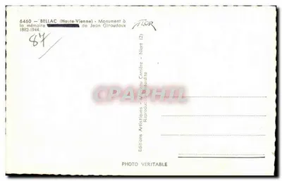 Bellac (Haute-Vienne) - Monument em homenagem a Jean Giraudoux — Verso