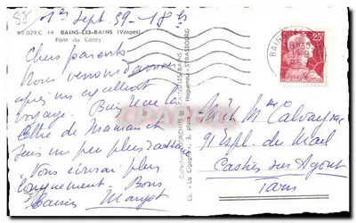 Ponte do Coney — Bains-les-Bains (Vosges) — Editor « La Gagge », 3, place Le Haguenau — Verso