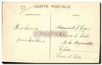 Stara pocztówka Domremy La Pucelle (Vosges) Dom, w którym urodziła się Jeanne d'Arc — Rewers