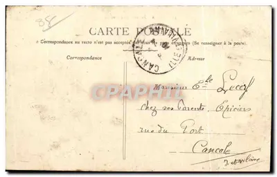 Epinal — widok ulicy z fontanną i sklepem Tabac Dehan — kolekcja A. Dehan — Rewers