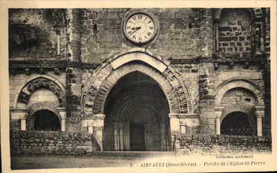 Airvault (Deux-Sèvres) — Porche da Igreja de São Pedro — Coleção Andreault, n°5