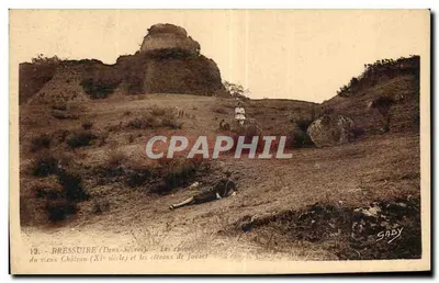 Pressuire (Deux-Sèvres) — As ruínas do antigo castelo (século XI) e as colinas de Javatet — Saby