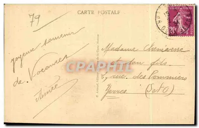 Pressuire (Deux-Sèvres) — As ruínas do antigo castelo (século XI) e as colinas de Javatet — Saby — Verso