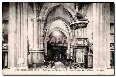 Bressuire (D.-S.) - Interior da Igreja Nossa Senhora - Os Órgãos e a Cadeira - LV. fot.