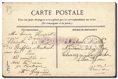 Castelo de Niort — Vista dos Deux-Sèvres — editor L.V.C. série 12 — Verso