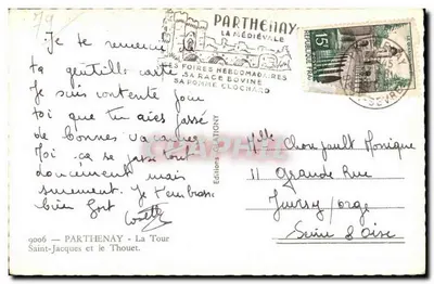 Parthenay — A Medieval — Edições Chatigny, série 8, n° 11 — Verso