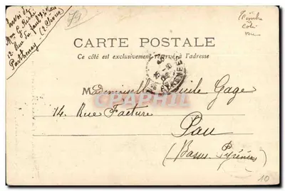 Bilhete postal antigo Parthenay Le Vieux Facha da Igreja São Pedro — Verso