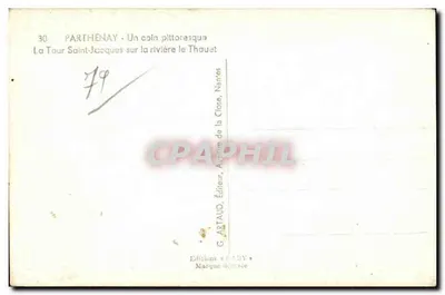 Parthenay — A Torre São Jacó sobre o rio Thauet — G. ARBAY — Verso