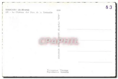 Thouars (D. Sèvres) — O Castelo dos Duques de La Trémoille "CIM" — Condier Imprimerie — Verso