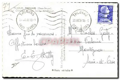 Zamek przy brzegach Thouet — Cigogne — Wydawnictwo Cigogne, Thouars — Rewers