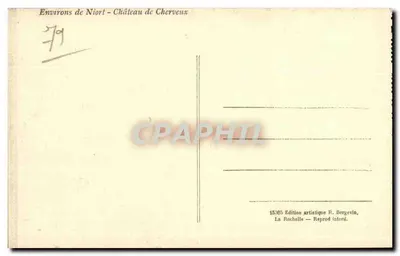 Castelo de Cherveux — Ao redor de Niort — Edição artística R. Bergerin — Verso