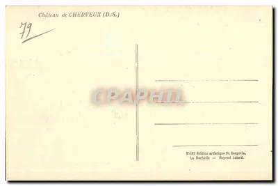 Zamek Cherveux — Deux-Sèvres — Artystyczne wydanie R. Bergevia, La Rochelle — Rewers