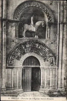 Melle - Pórtico da Igreja de São Hilário — fototipia VASSELLIER, Coleção A. Renard, n°2