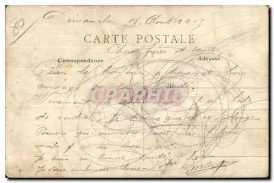 Bilhete postal antigo Corbie Les Etangs — Verso
