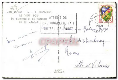 Vue du parc du Vert Bois à Saint-Mandrier — Éditions ARIS, n°89 — Verso