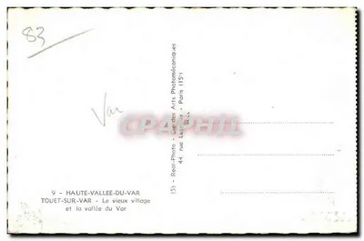 Touet-sur-Var — O velho vilarejo e a vale do Var — Real-Photo - Cie des Arts Photomécaniques - Paris — Verso
