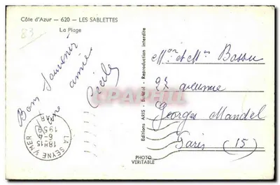Les Sablettes — A Praia — Edições ARIS - Bézicol — Verso