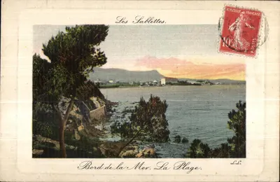 Les Sablettes. Margem do Mar. A Praia. — Editor L.L. — Carimbo 10c República Francesa