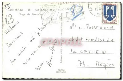 Praia de Mar-Vivo — Les Sablettes — Edições ARIS — Verso