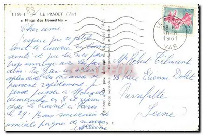 Le Pradet - Spiaggia delle Bonnettes - Cartolina semi-moderna — Verso