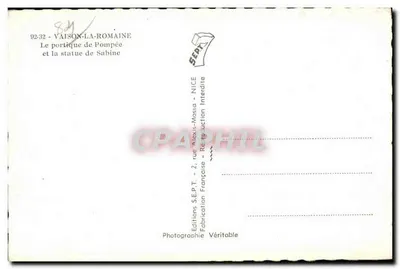 Vaison-la-Romaine — portyk Pompée i statua Sabiny — Wydawnictwo S.E.P.T. — Rewers