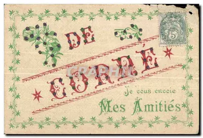 Bilhete postal antigo De Corne — Envio os meus cumprimentos
