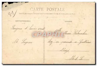 Bilhete postal antigo De Corne — Envio os meus cumprimentos — Verso