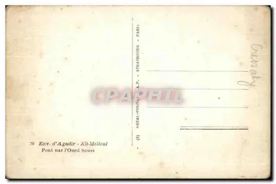 Ponte sobre o Oued Souss — Agadir — Aït-Melloul — editor REAL-PHOTO-A.P. Paris — Verso